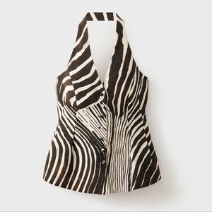 Zebra-print linen vest